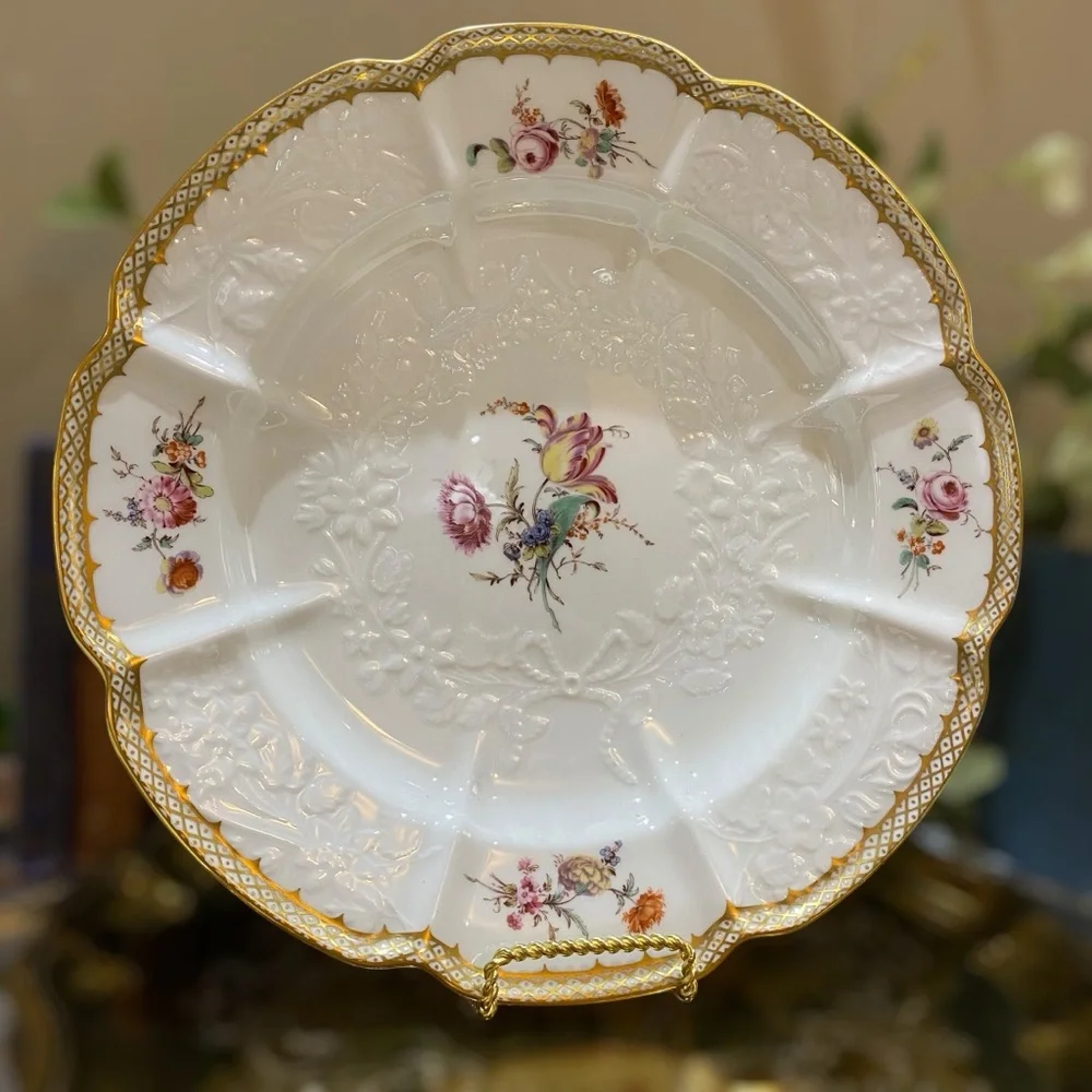 Lenox Mayence Large 12.75” Platter Tray Floral White Vintage